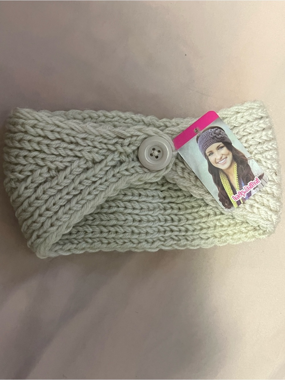 Knit Button Headband - Cream Kids Accessory